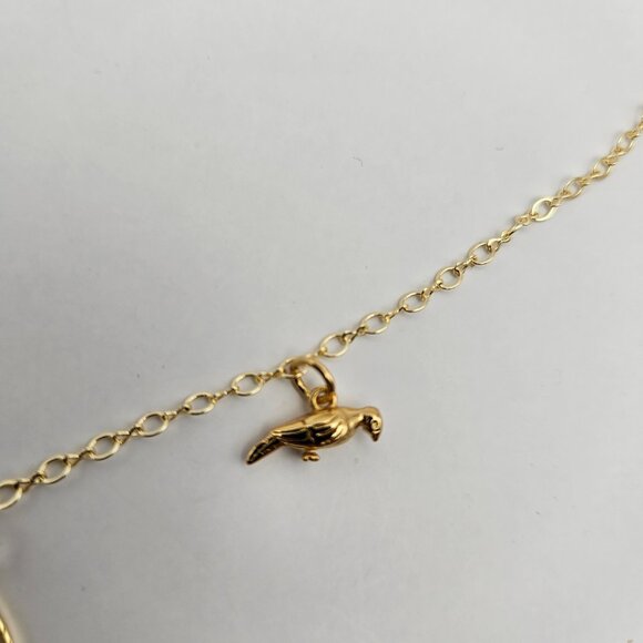 (NWT) 14k GF Caged Bird Flies Free Dainty Chain Necklace Handmade Vintage - Picture 3 of 16